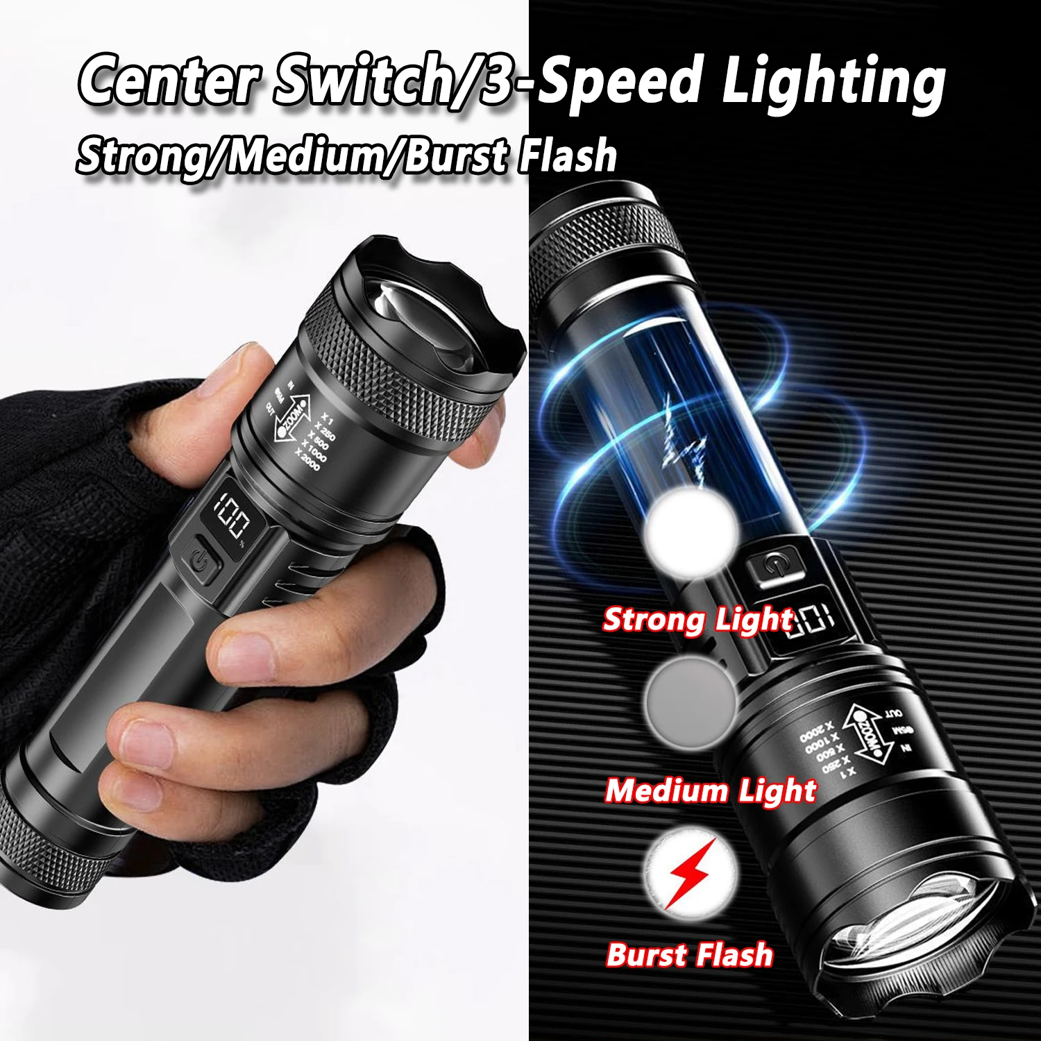 TY-908M Led Flashlight 2000LM  - Fishing Light review and price